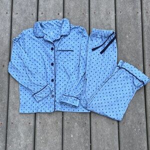 Pajamagram Kids Blue Long Sleeve Button Down Pajamas with Pants, Soft, Size 10